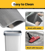 Urine proof kitty litter mat protecting hardwood floor