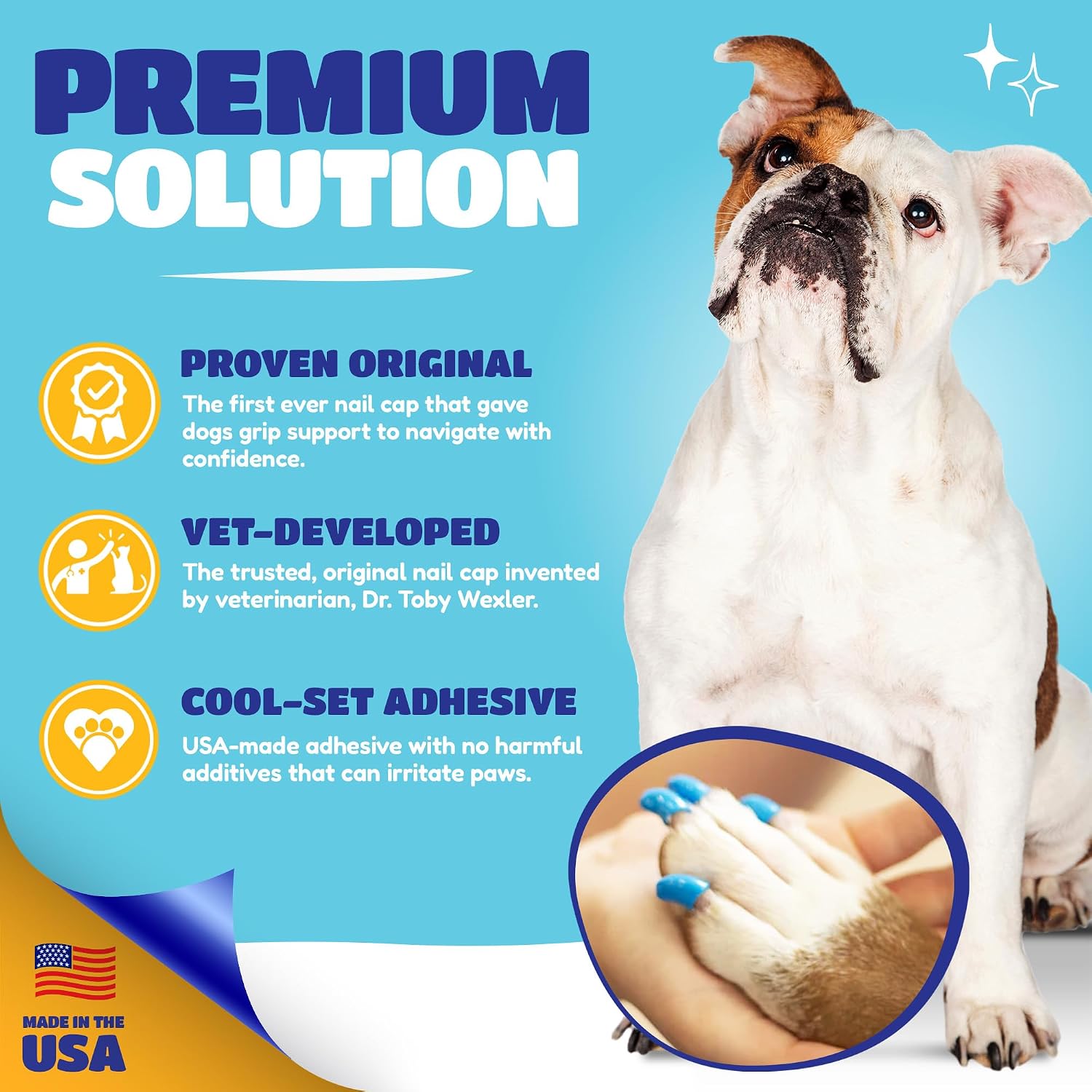 Vet developed non toxic dog claw protectors preventing floor scratches
