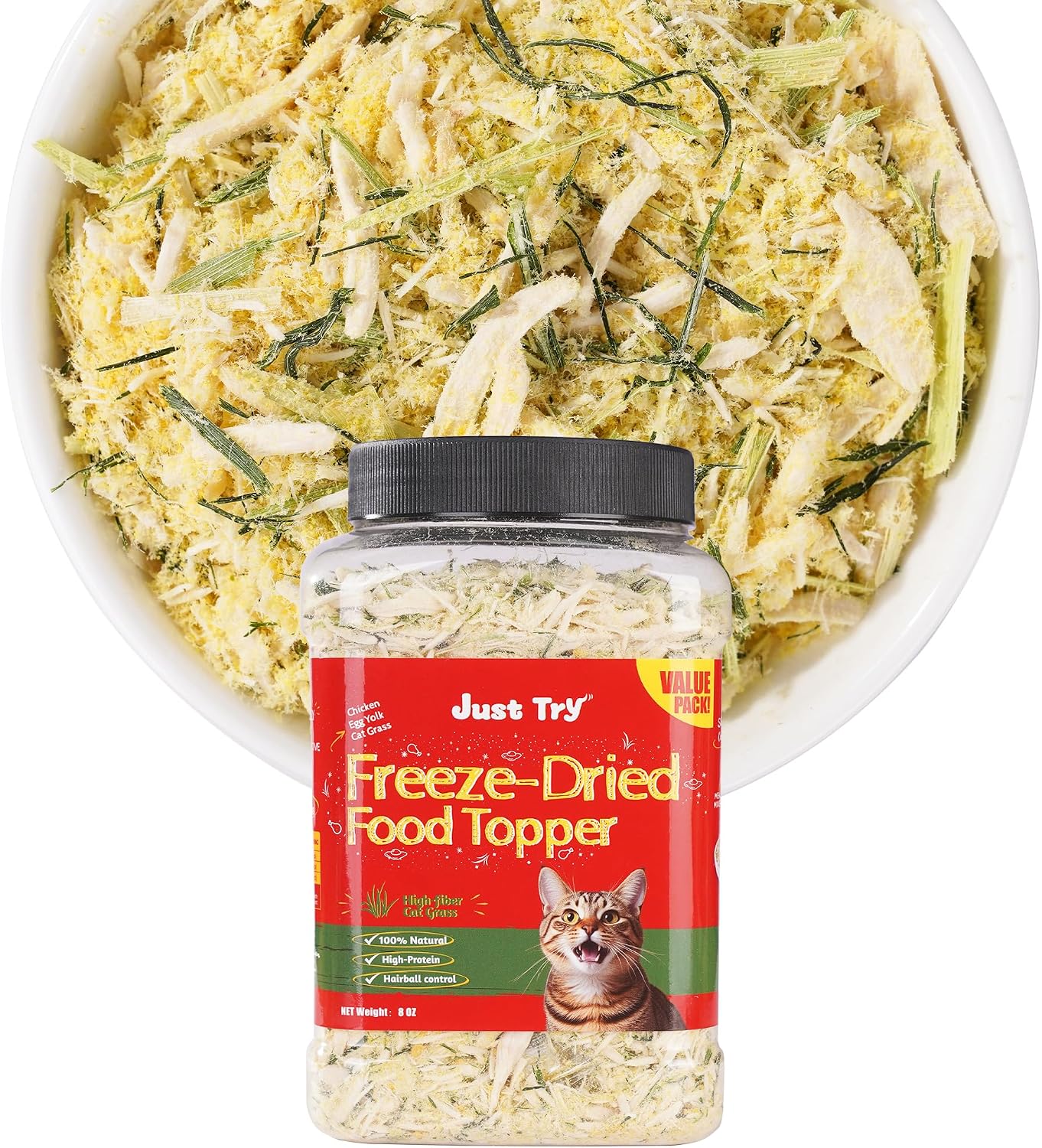 Just Try 8 OZ Raw Antarctic Krill Freeze Dried Cat & Dog Food Toppers Mixers Meal Toppers Low Calorie with Real Chicken Egg Yolk, High Protein Food Toppers Omega 3 for Picky Eaters Skin & Coat Support - Image 11