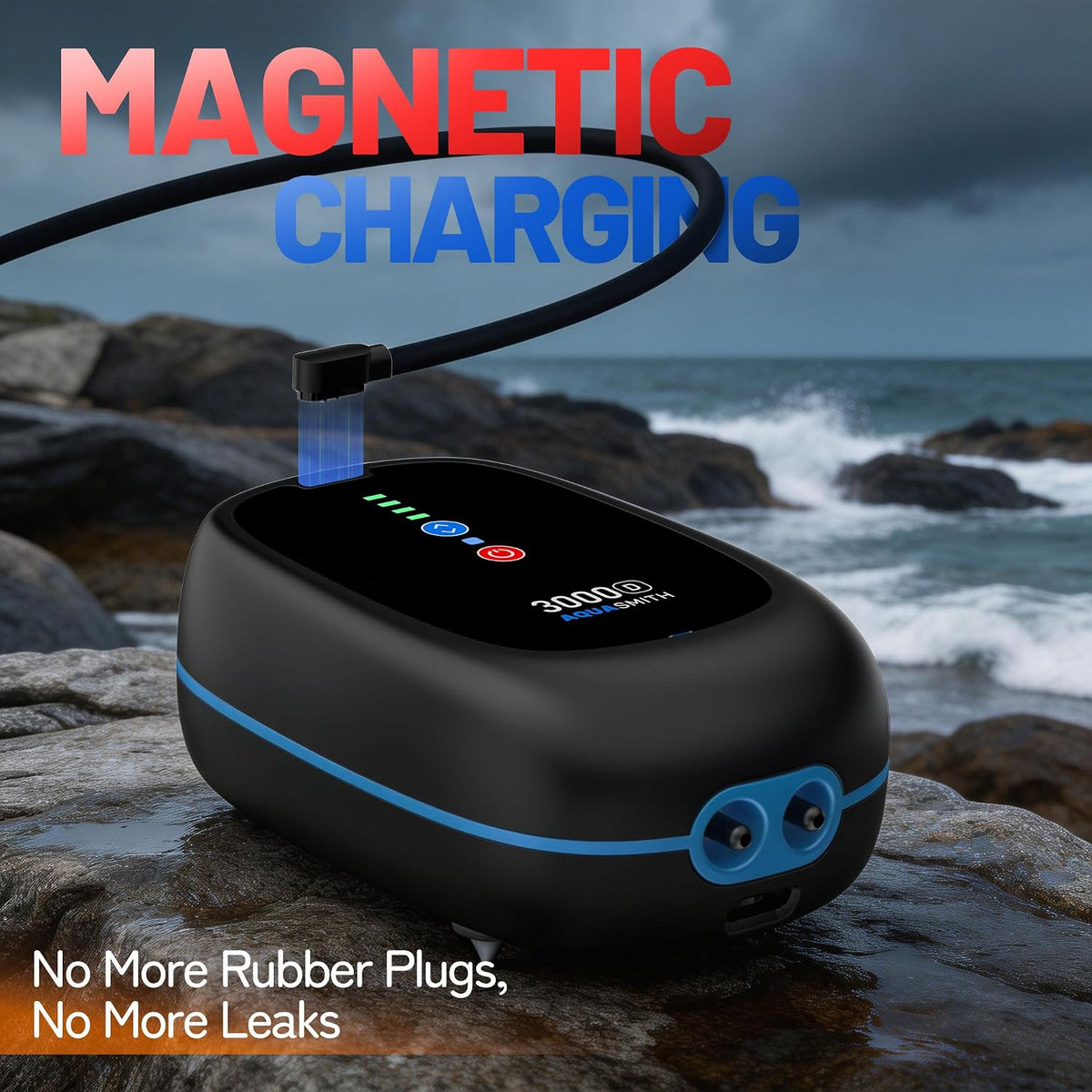 Side profile of Aquasmith rechargeable bait aerator