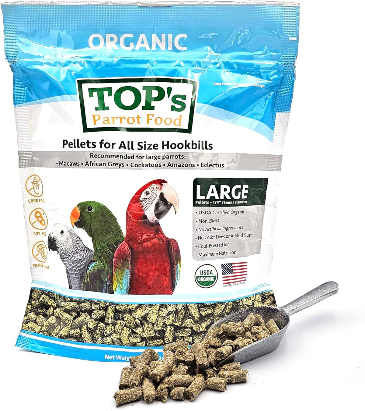 TOP's Parrot Pellets 4 lb, USDA Organic Certified, Non-GMO Bird Food for Hookbills - Image 9