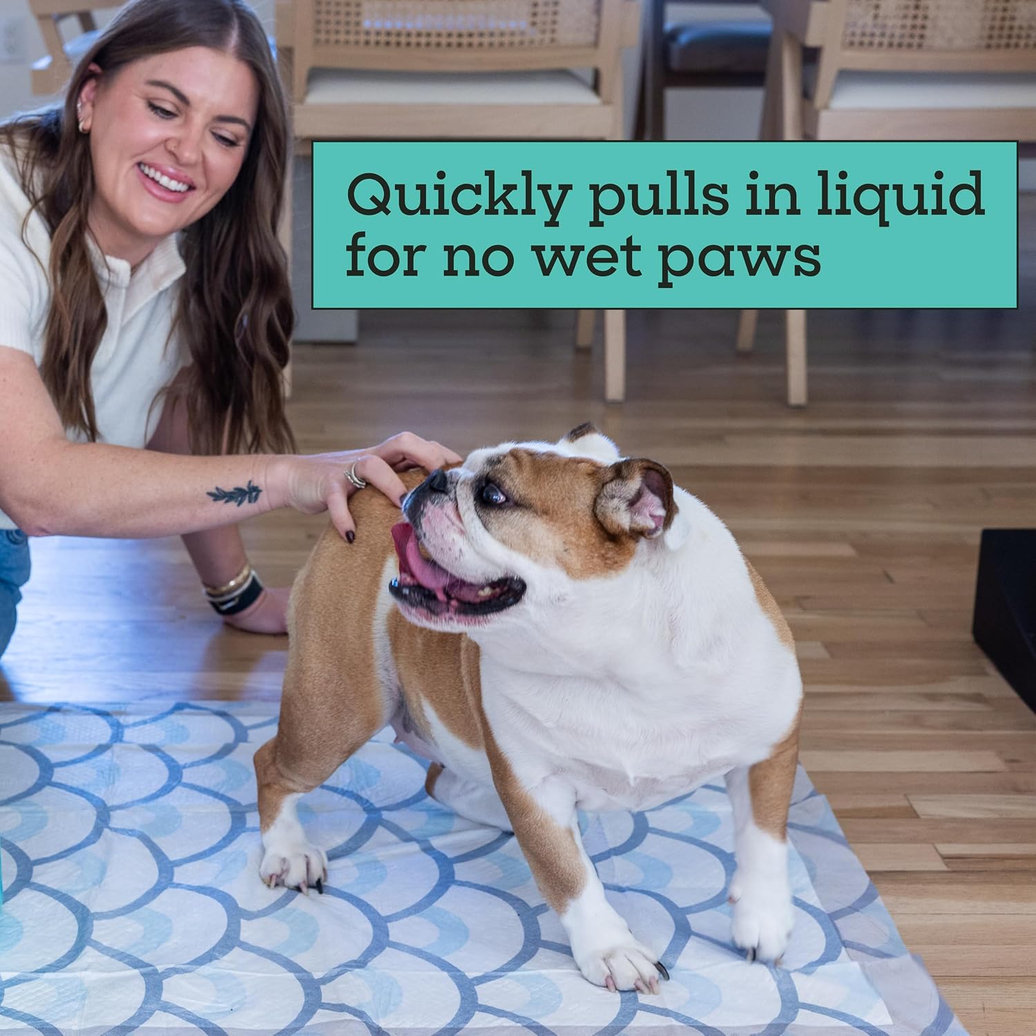 Pet Life Unlimited extra extra large puppy pads illustrating the quick dry top sheet performance.