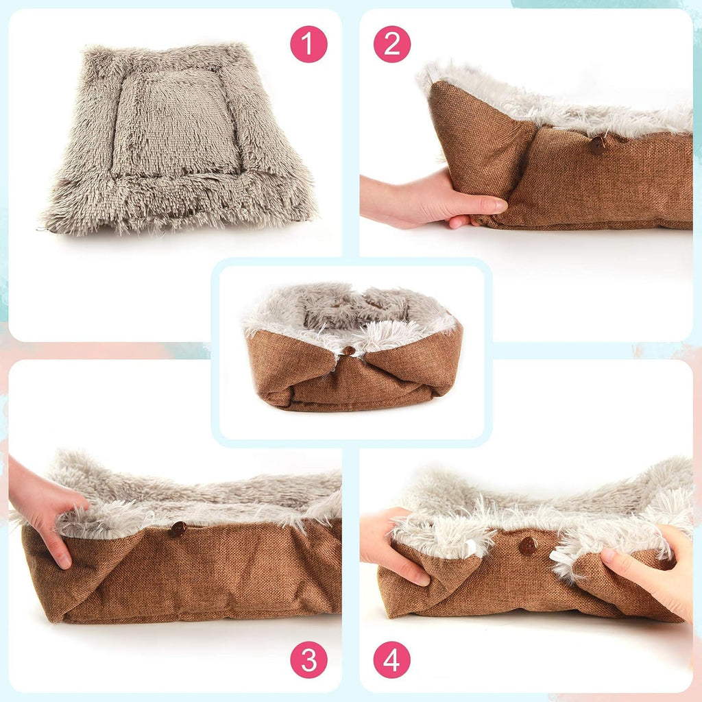 HDLKRR 2 in 1 foldable cat mat converted into an enclosed cozy cat bed shape