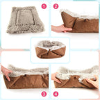 HDLKRR 2 in 1 foldable cat mat converted into an enclosed cozy cat bed shape