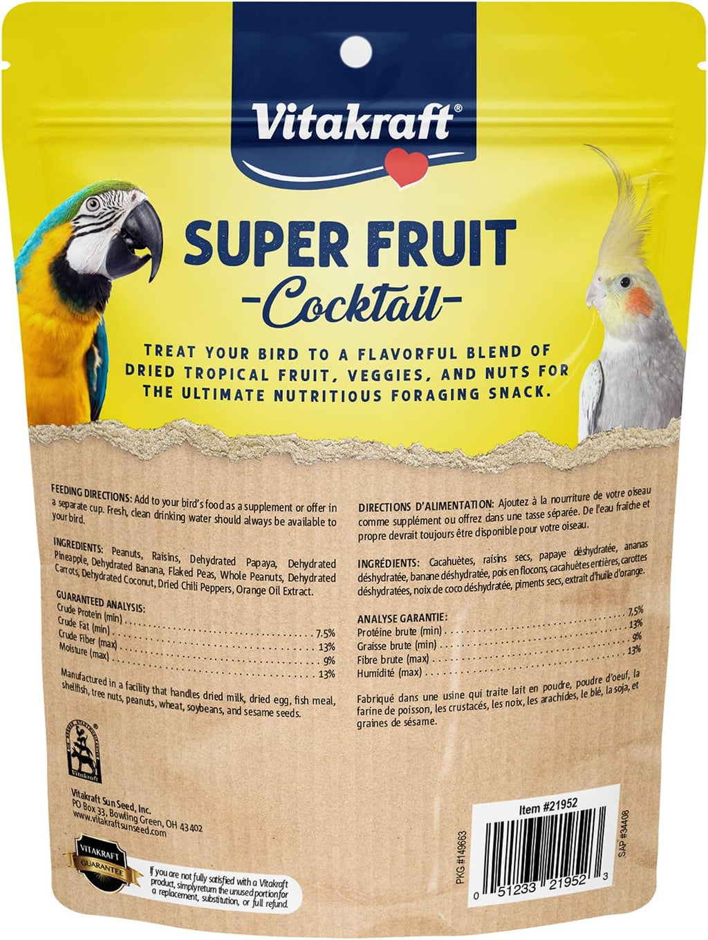 Close up of Vitakraft fruit and nut bird treat mix