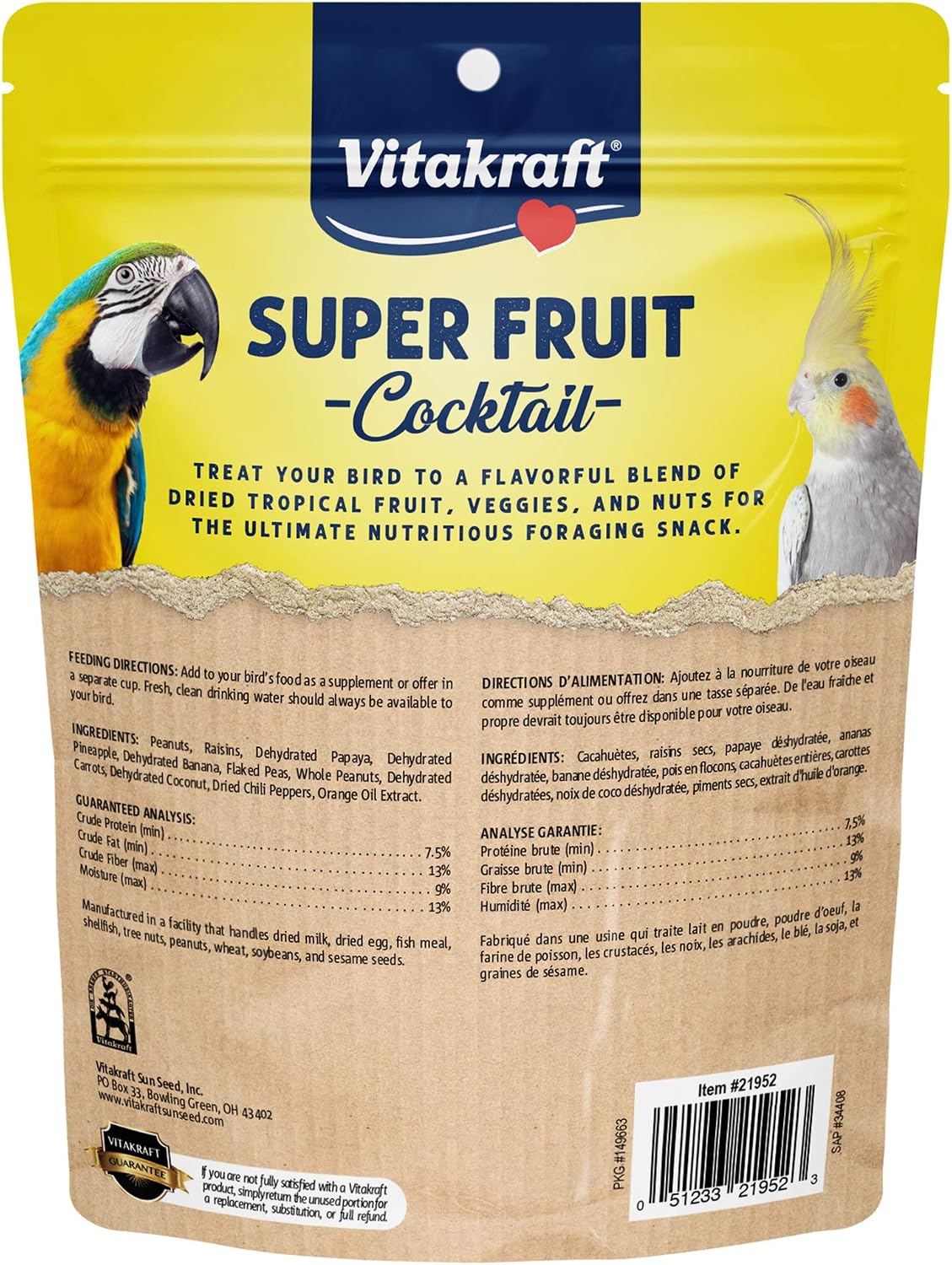 Close up of Vitakraft fruit and nut bird treat mix