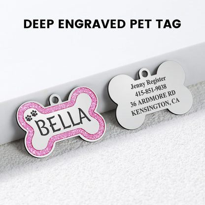Custom laser engraved dog collar name tag close up view
