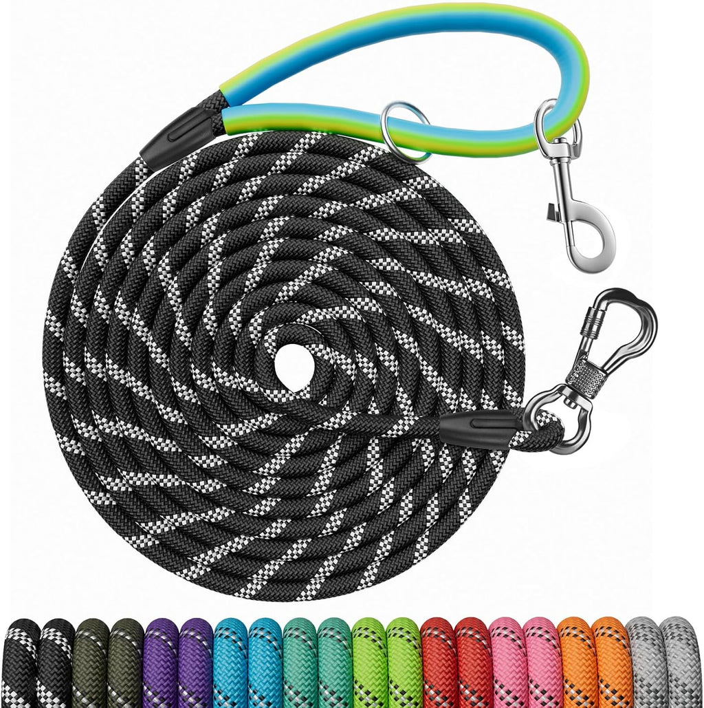 NTR 30 Feet dog training leash front view black climbing rope lead