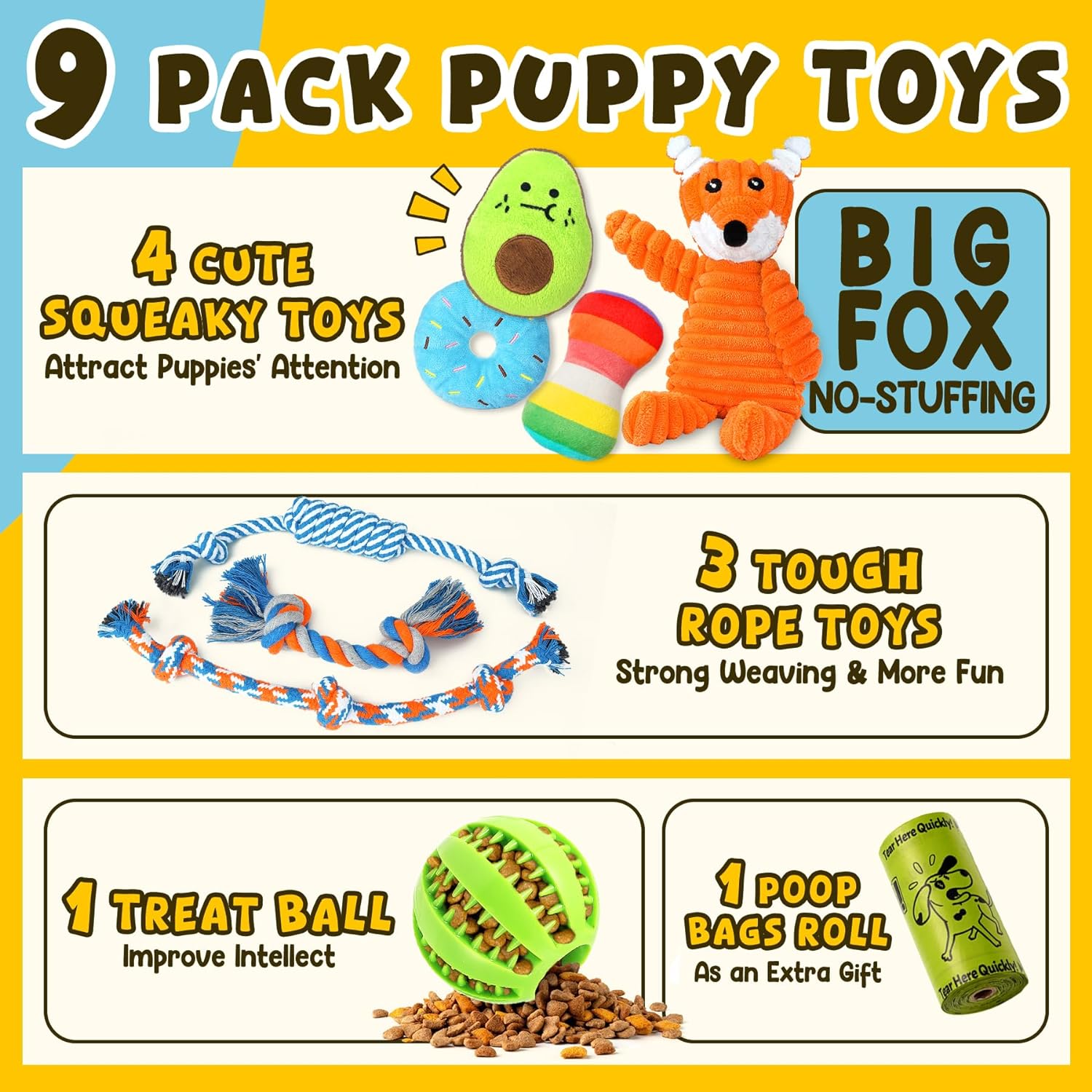 Zeaxuie plush squeaky fox toy for puppies