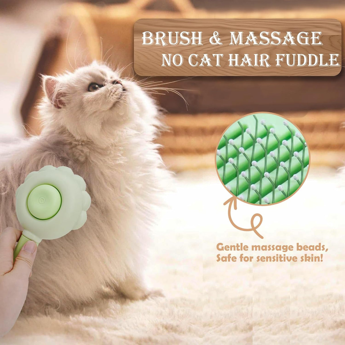 Self Cleaning Cat Brush for Shedding, LED Light Nail Clipper, Nail Clipper and Nail File, Slicker Brushes and Nail Trimmer for Long Haired Cats, Grooming Kit, Cat Lover Gifts - Image 2