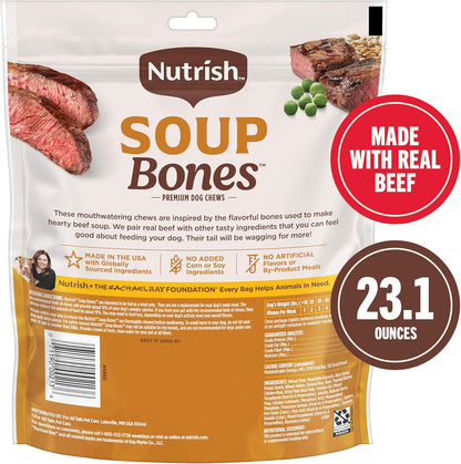 Nutrish soup bones real beef and barley long lasting pet treats close up