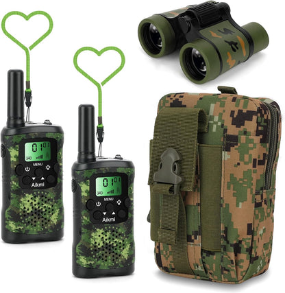 Aikmi kids walkie talkies green camo front view with tactical gear