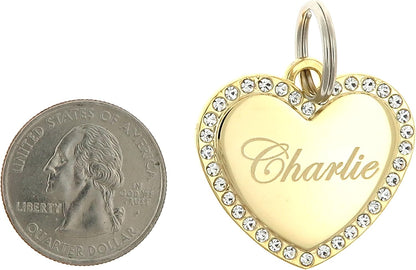 Yippo Accessories luxury custom engraved pet identification charm attached to a collar split ring
