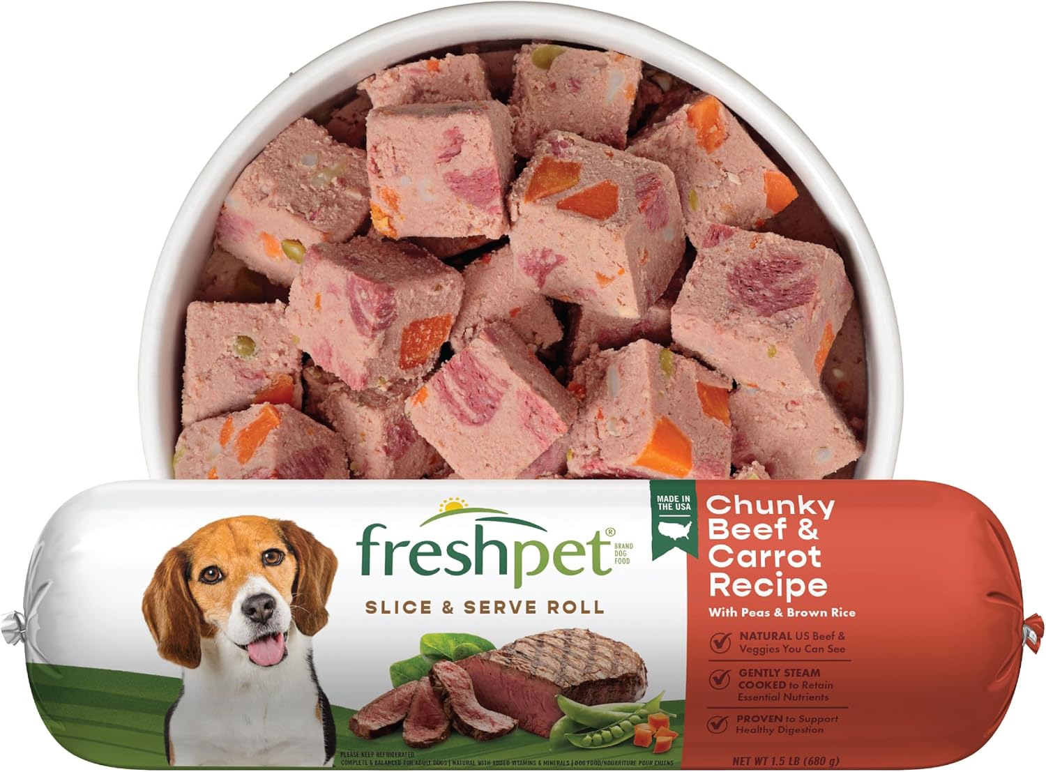 Freshpet Fresh Dog Food, Slice & Serve Roll, Chunky Beef & Carrot Recipe, Value Pack 4 x 1.5 lb. Rolls - Image 3