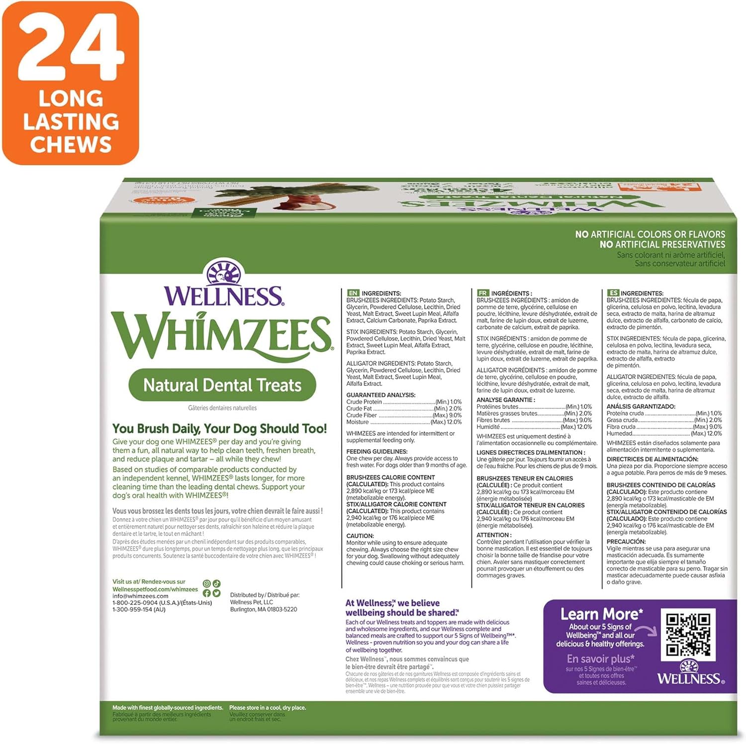 Wellness WHIMZEES Value Pack Natural Dog Dental Treat, Chews, Freshens Breath, Large Size, 50.9 oz Box, 24 Count - Image 9