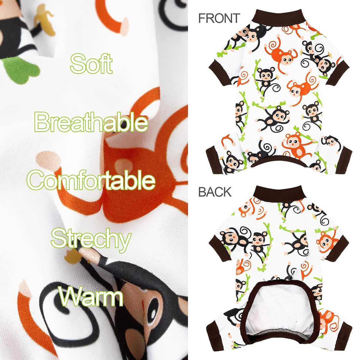 XPUDAC 4 Pack Dog Pajamas Soft Strechy Summer Doggie Clothes for Small Medium Dogs Boy Girl Dog Onesie Puppy Pjs Cat Apparel-Medium - Image 9