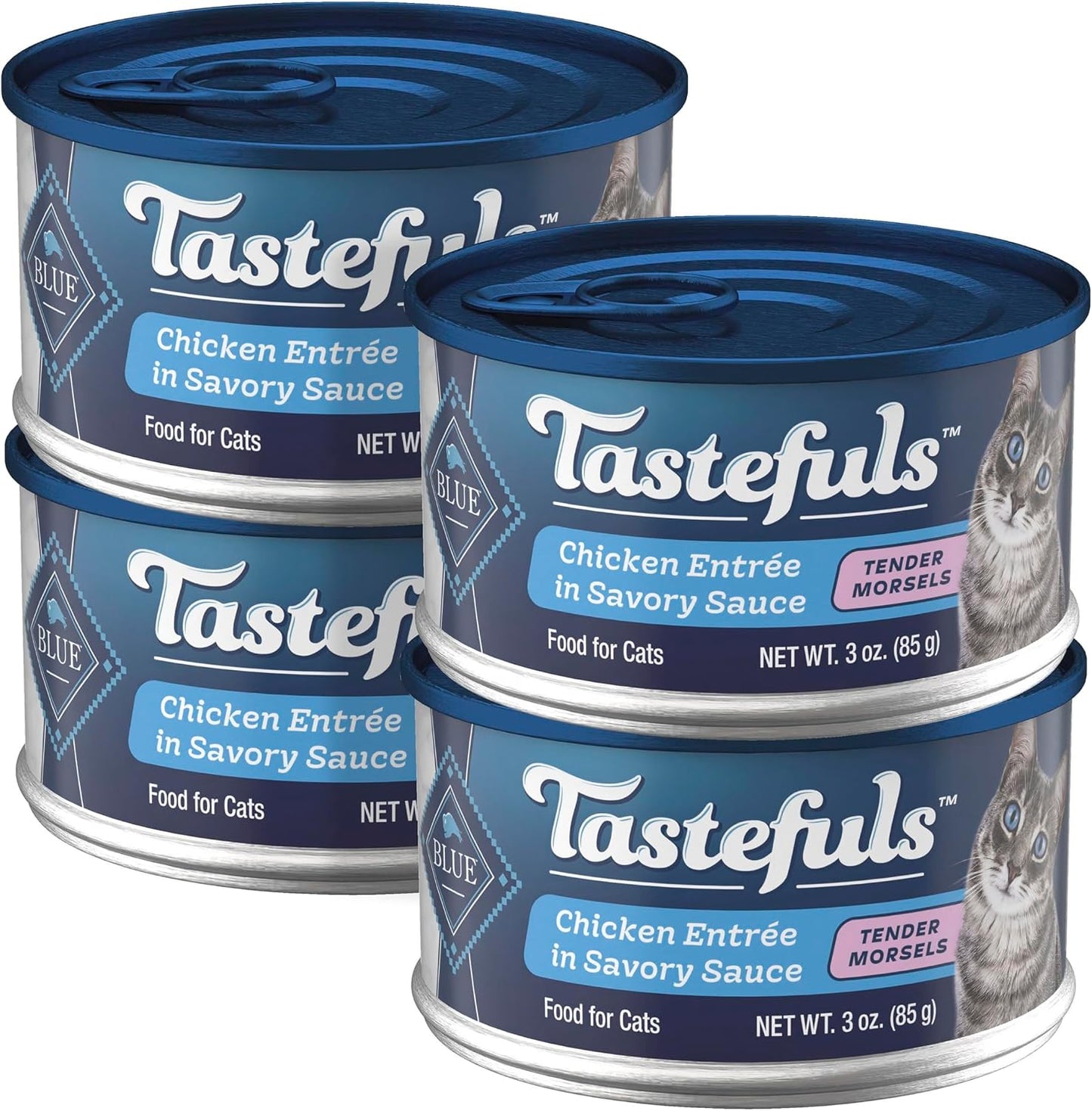 Blue Buffalo Tastefuls Tender Chicken Entree wet cat food cans