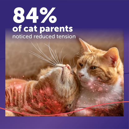 FELIWAY MultiCat calming pheromone refill bottle alongside an illustration demonstrating how to plug it into the wall.