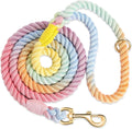 Nugutic handmade braided cotton rope dog leash front view in pastel macaron colors.