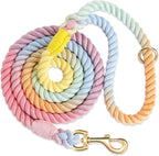 Nugutic handmade braided cotton rope dog leash front view in pastel macaron colors.