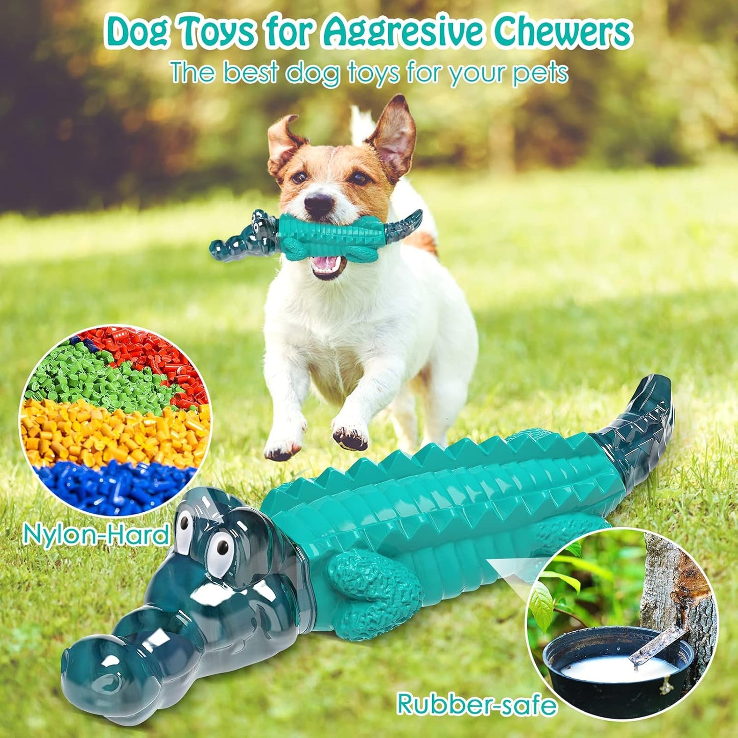 Side profile of Jeefome alligator dental chew toy