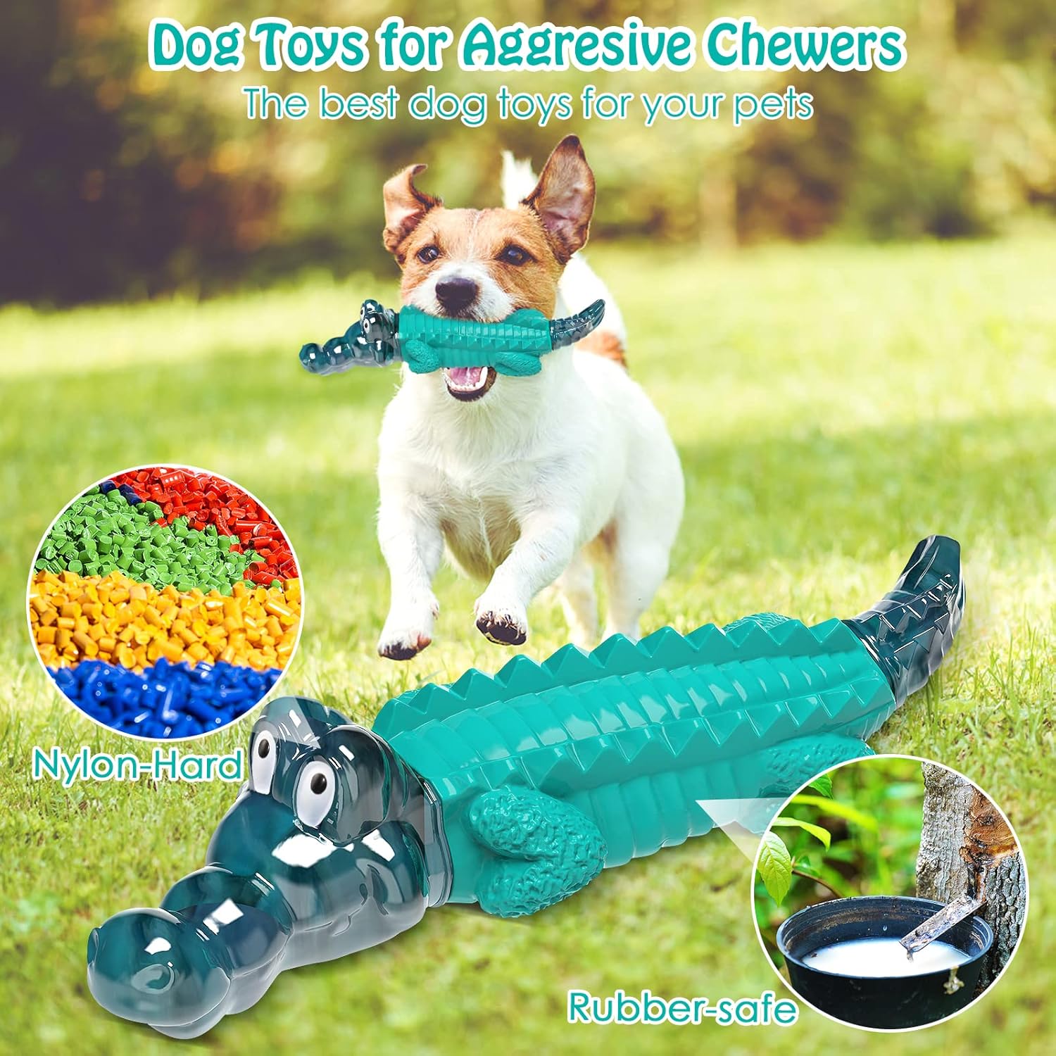 Side profile of Jeefome alligator dental chew toy