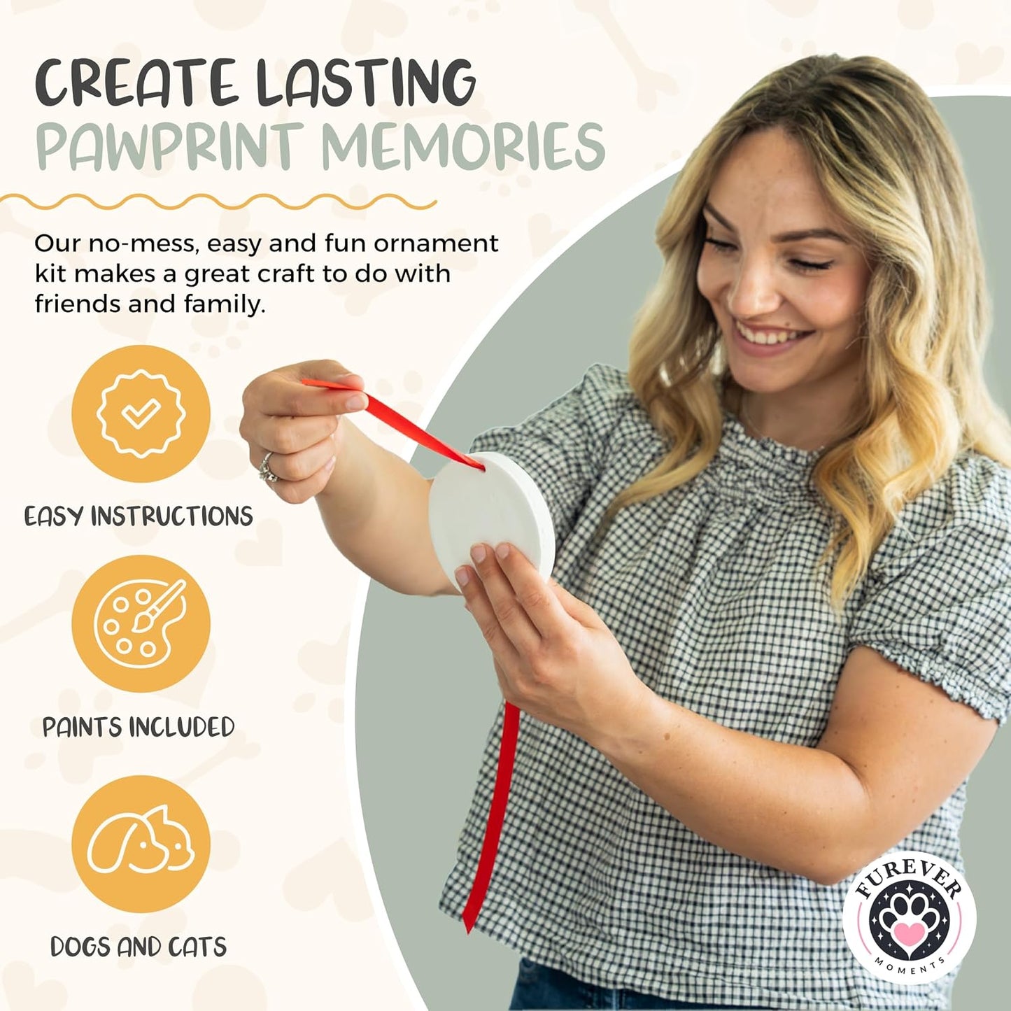 Complete contents of the pet memorial kit including clay bags, ribbons, molds, and stands.