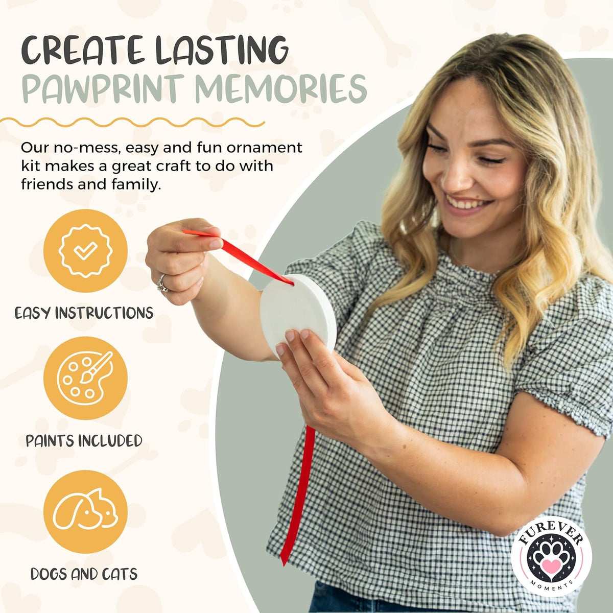 Complete contents of the pet memorial kit including clay bags, ribbons, molds, and stands.