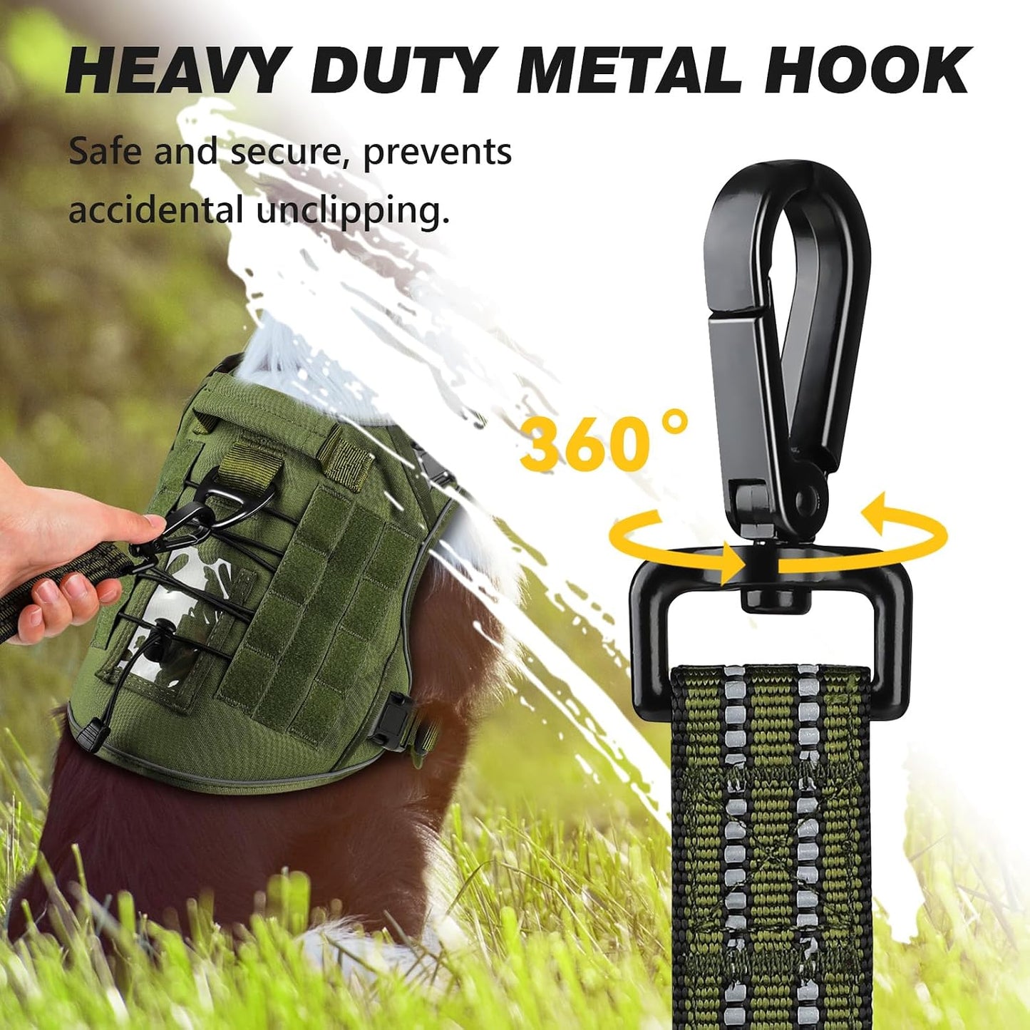 WINGOIN reflective dog leash highlighting the double sided night safety stitching