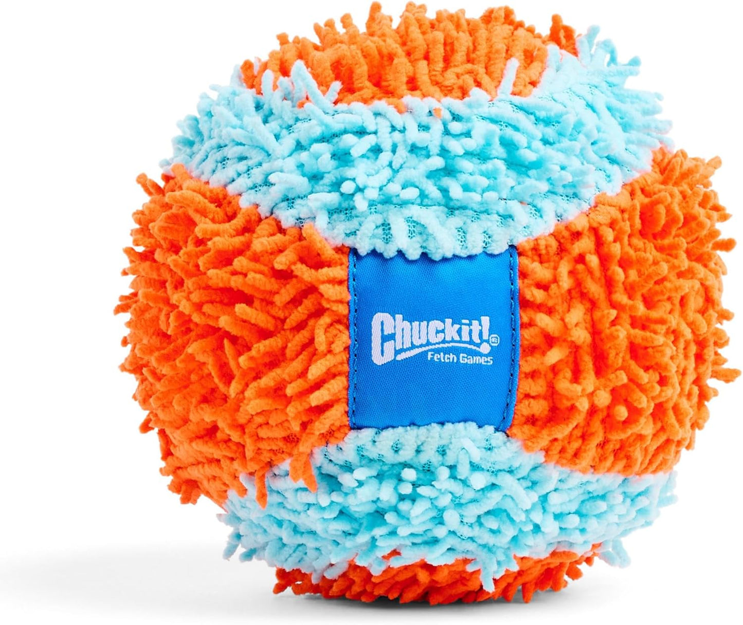 Close up of textured chenille fabric on Chuckit! ball