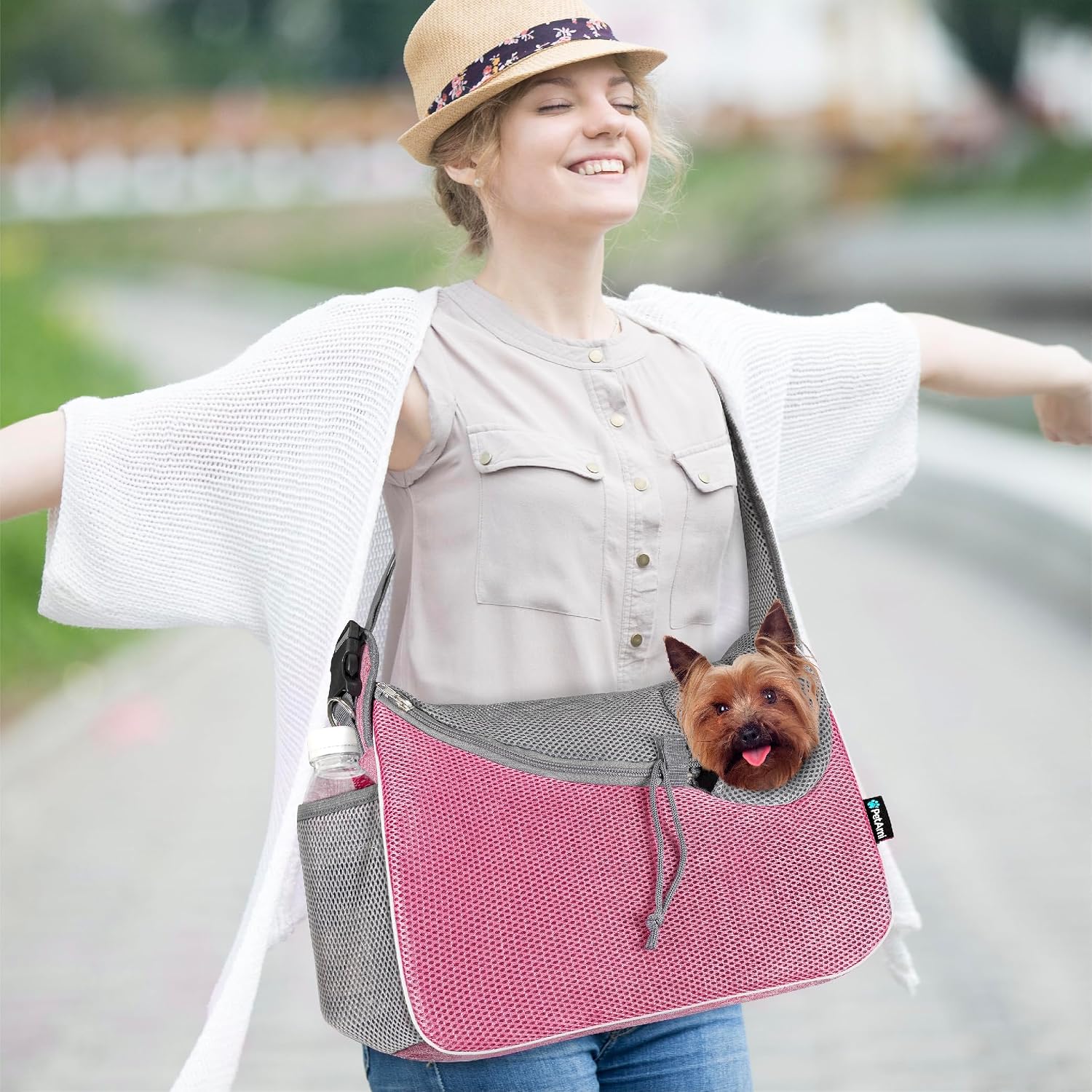PetAmi pet travel bag featuring poop bag dispenser pocket
