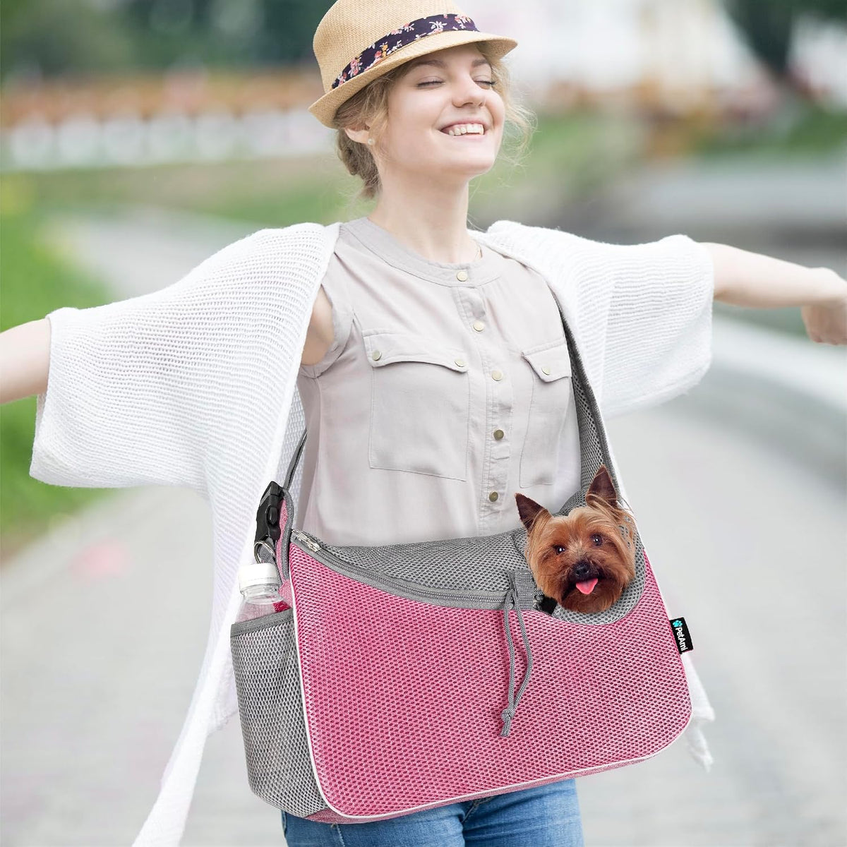 PetAmi pet travel bag featuring poop bag dispenser pocket