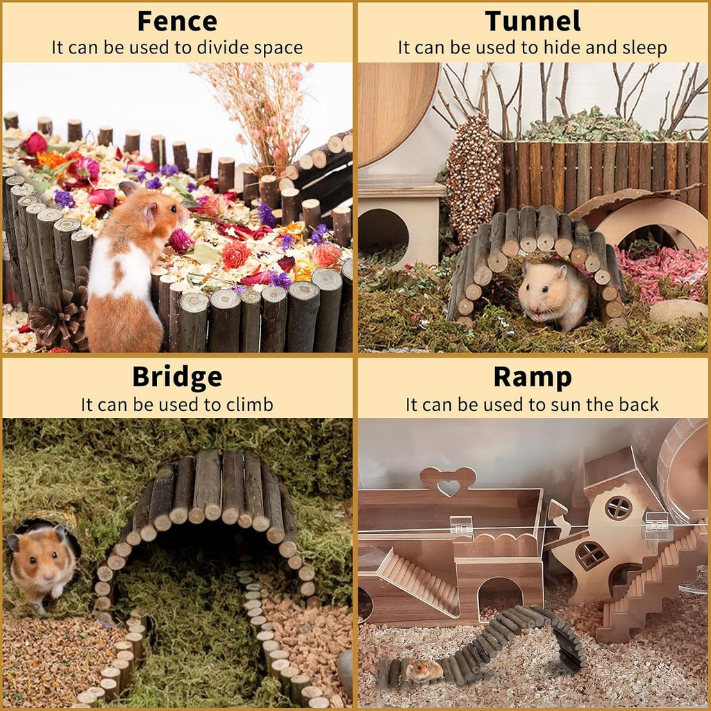 Hamiledyi wooden cage accessories for dwarf and Syrian hamsters playground setup.