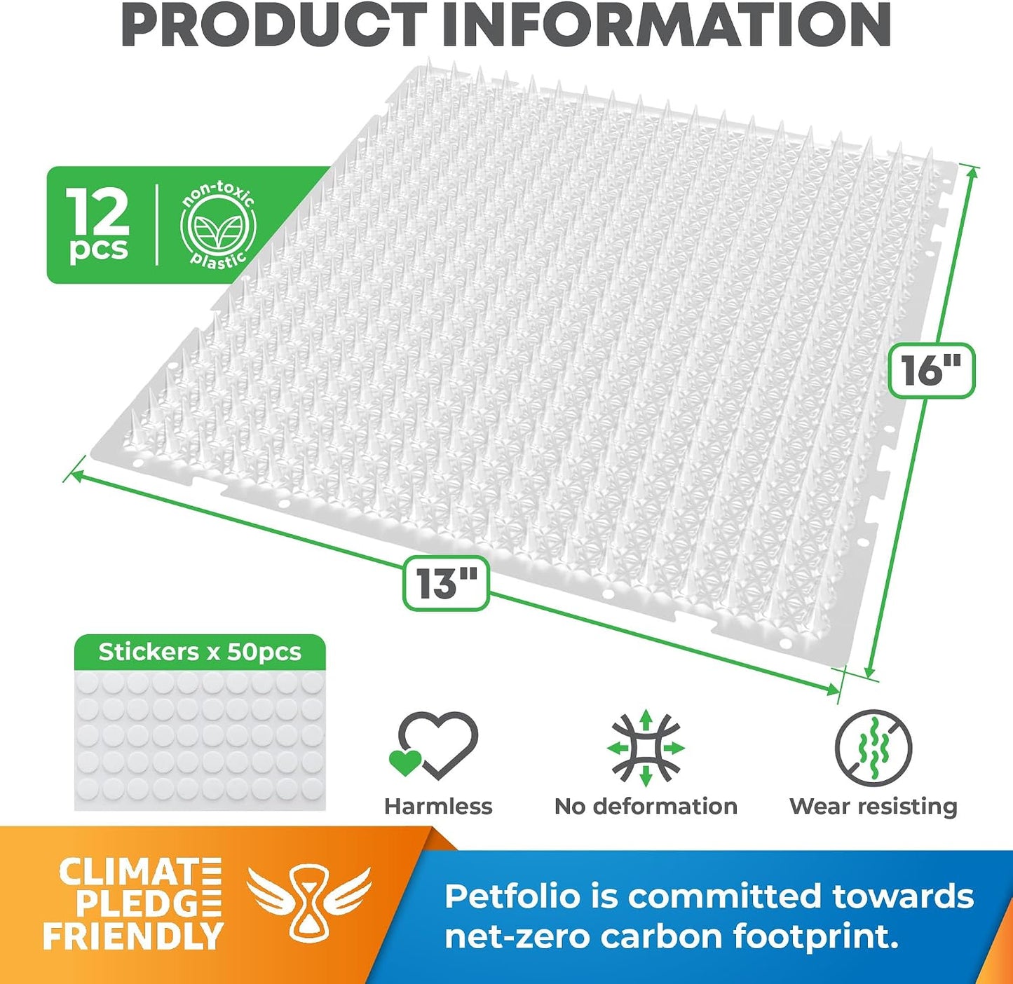 Petfolio cat spike mat set showing 1 inch plastic spikes