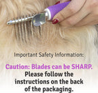 Poodlie dematting fur rake demonstrating undercoat care