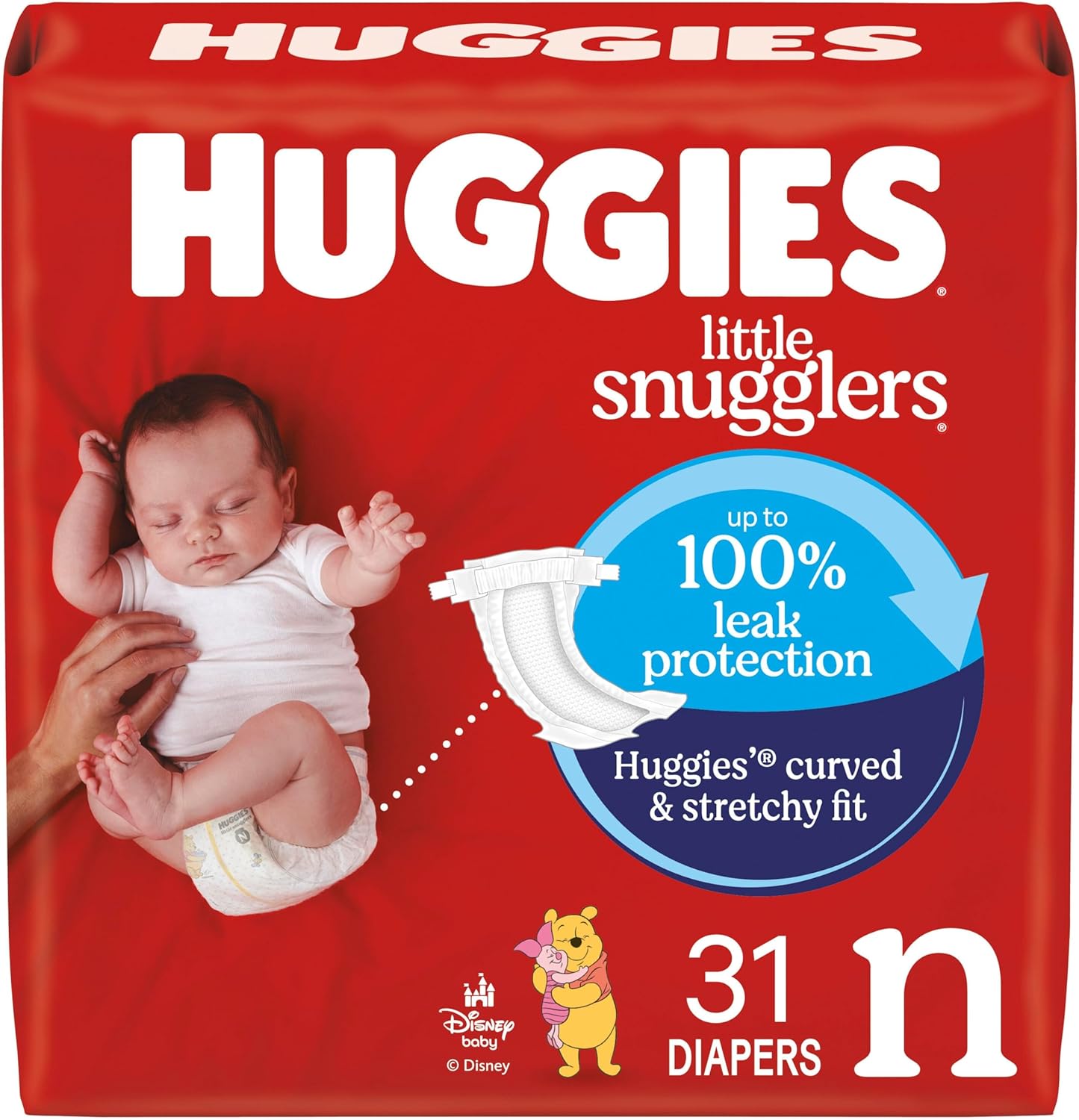 Huggies Size Newborn Diapers, Little Snugglers Baby Diapers, Size Newborn (up to 10 lbs), 31 Count, Packaging May Vary - Image 1