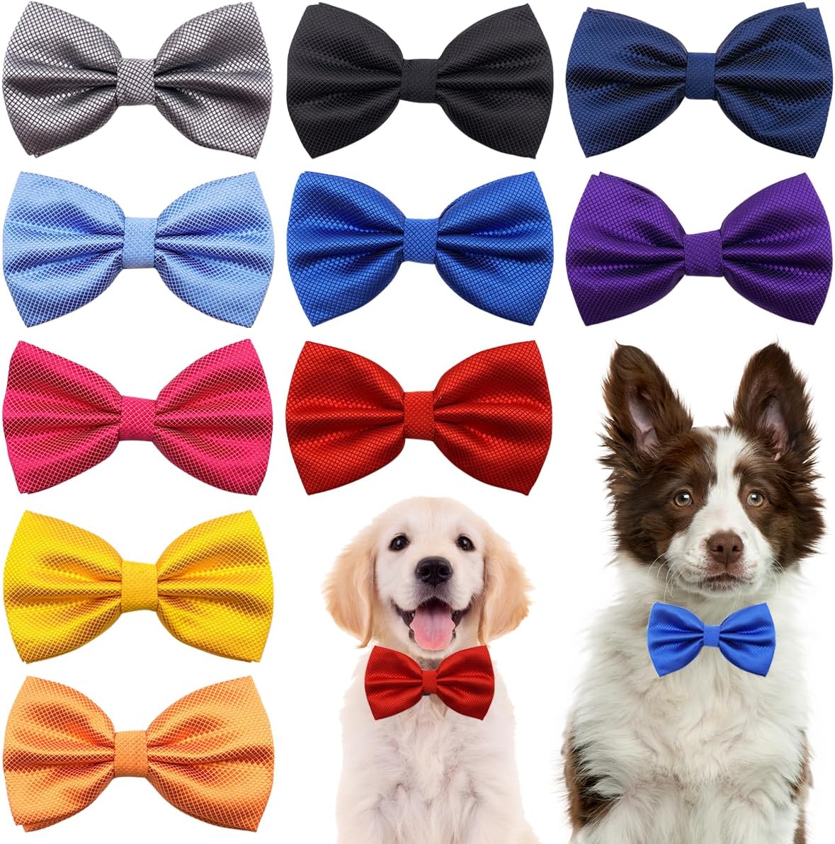 PET SHOW Large Dogs Collar Attachment Bow Ties front view showcasing colorful plaid patterns