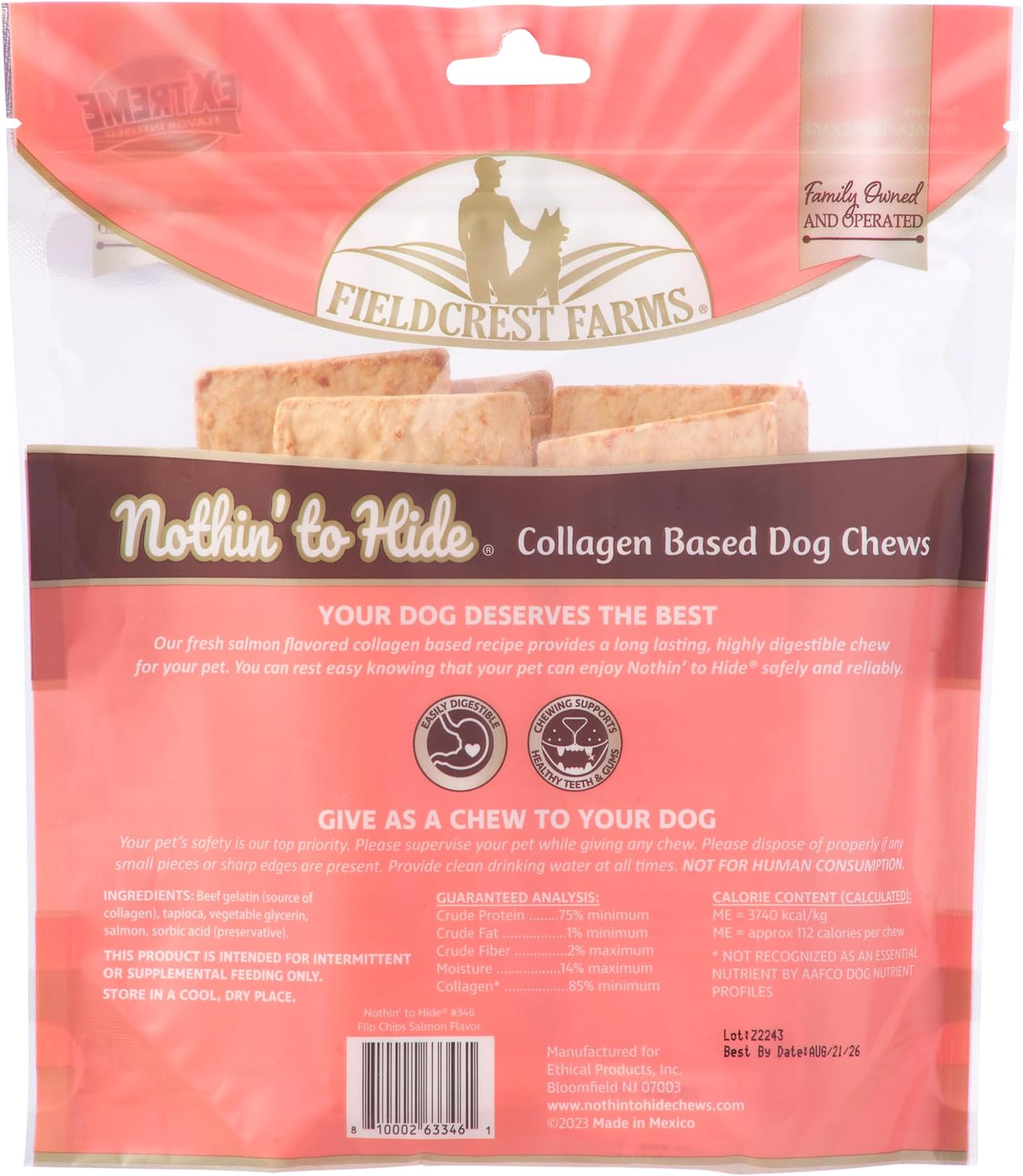 Fieldcrest Farms collagen based rawhide alternative dog chews close up texture