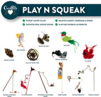 Our Pets Play-N-Squeak cat toy lifestyle view showing feline engagement