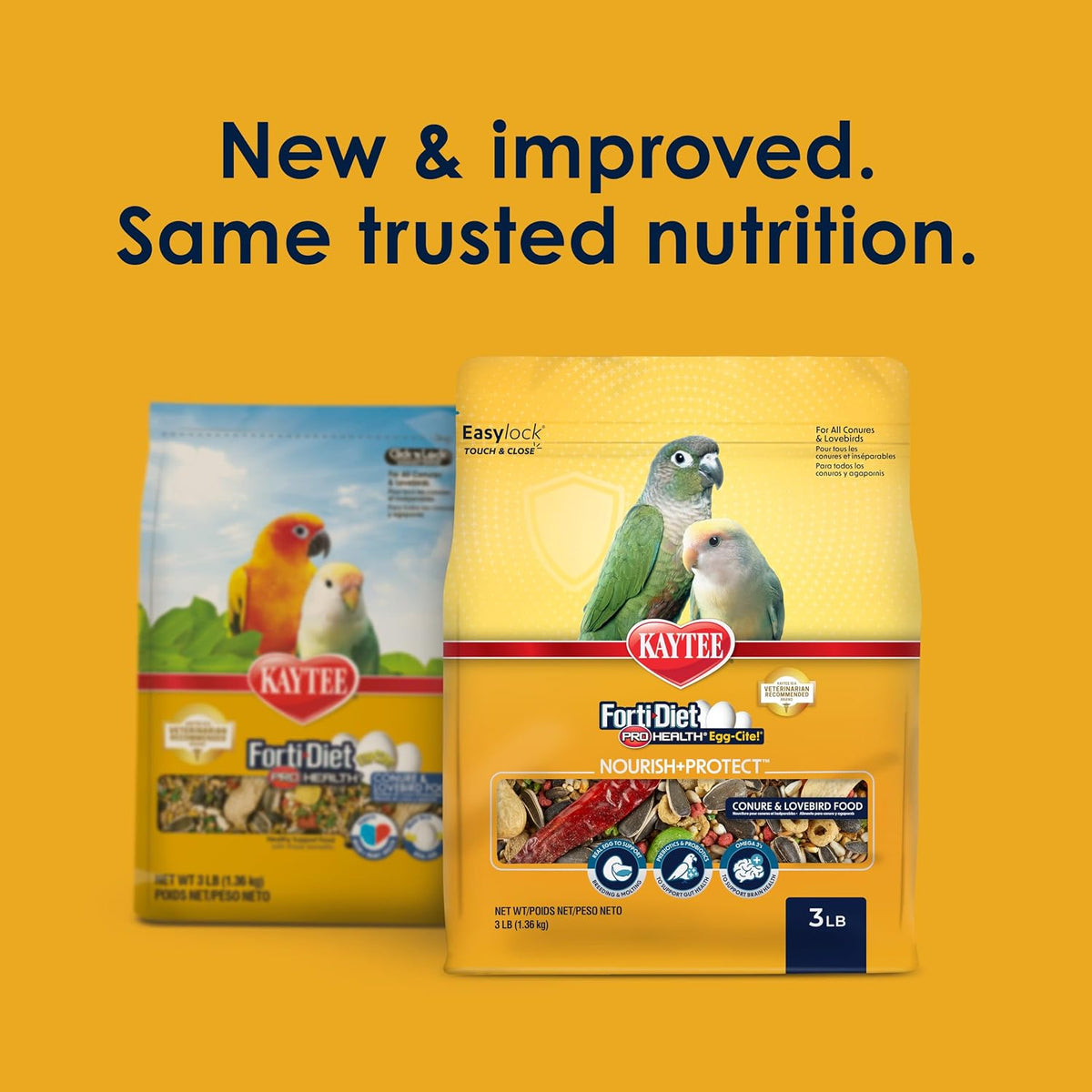 Kaytee conure and lovebird food 3 pound bag packaging details