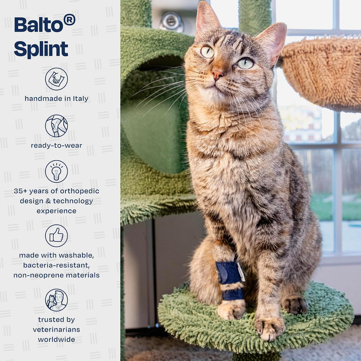 Adjustable fastening mechanism on Balto cat leg brace