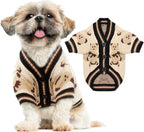 ABRRLO small dog sweater cute bear cardigan front view beige medium
