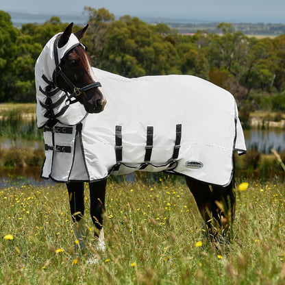 WeatherBeeta 75 inch horse fly rug in white and charcoal side profile