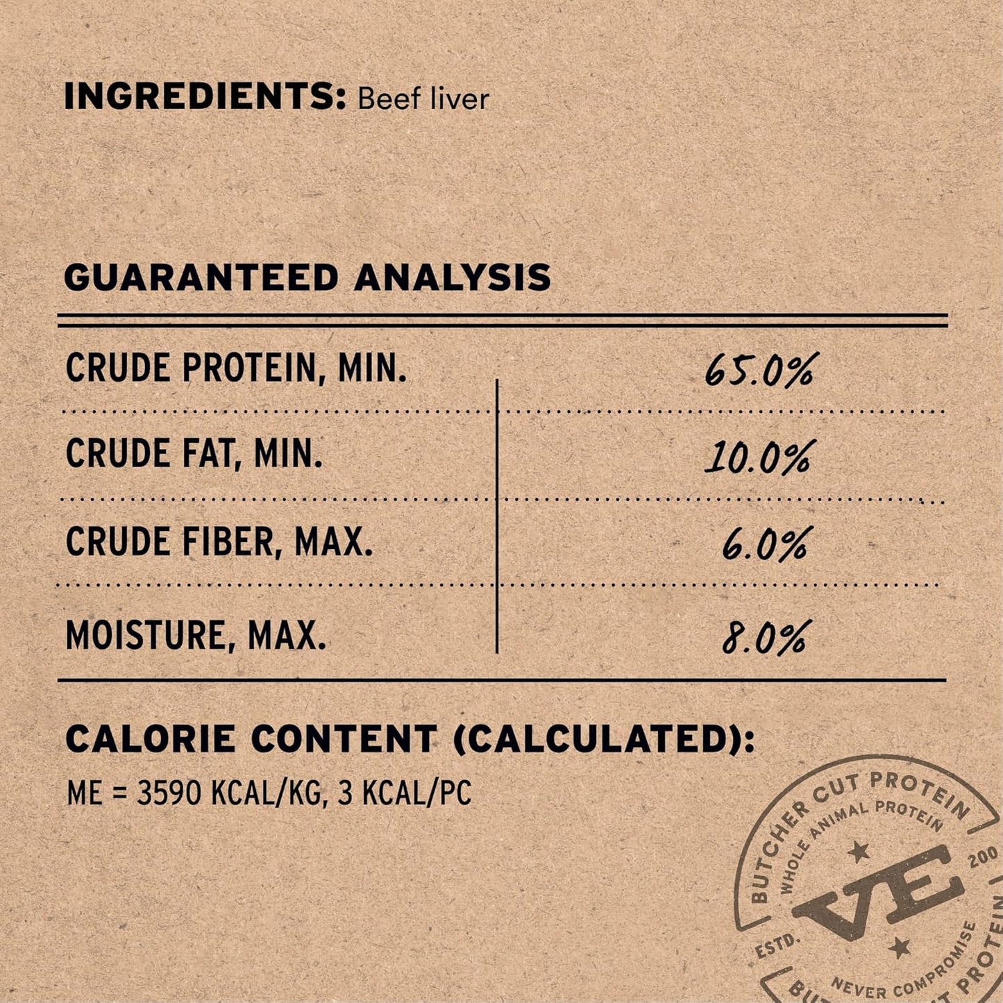 Premium freeze dried raw dog treats containing one hundred percent beef liver