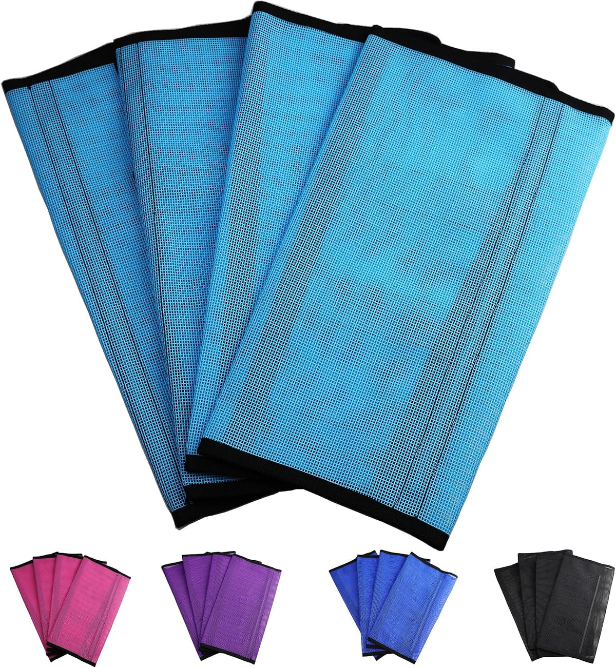 Full set of four pink fine mesh horse gaiters demonstrating lightweight and snag resistant material quality