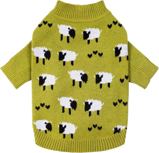 Fitwarm funny sheep dog sweater front view of premium winter pet apparel