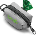 Tuff Mutt Dog Poop Bag Holder front view showing grey fabric and green embroidered logo