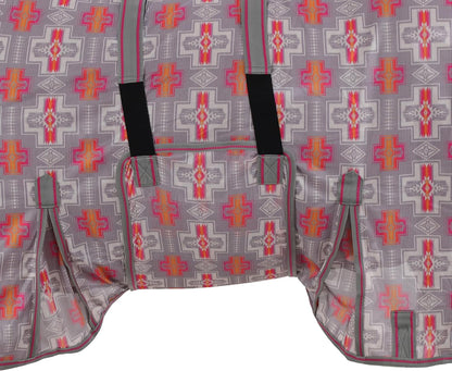 Showman breathable horse mesh sheet showing adjustable belly wrap fasteners