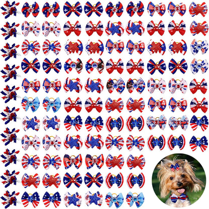 Mruq Pet Independence Day dog bows front view
