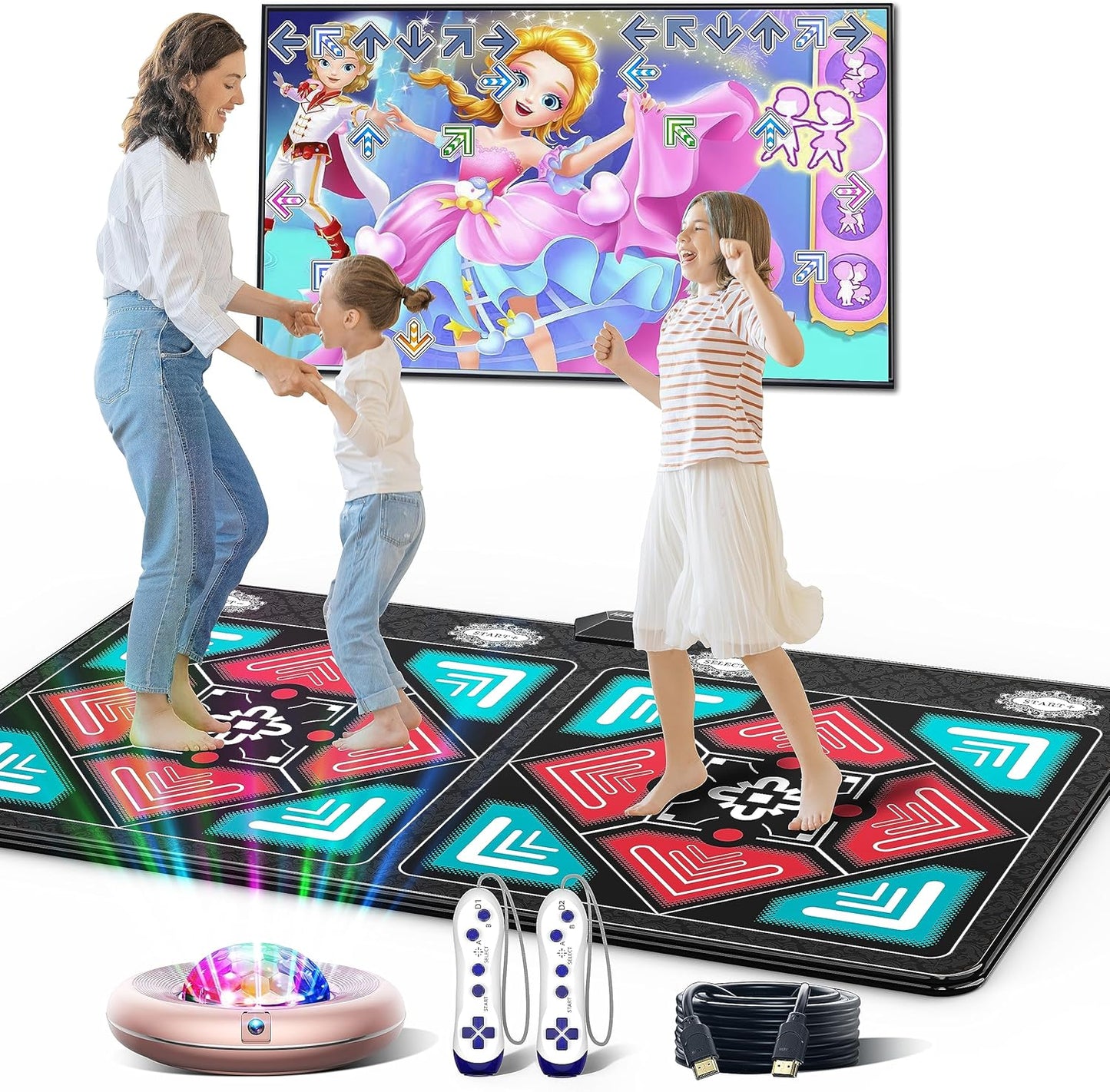 Haphom electronic wireless dance mat with snowflake pattern front view